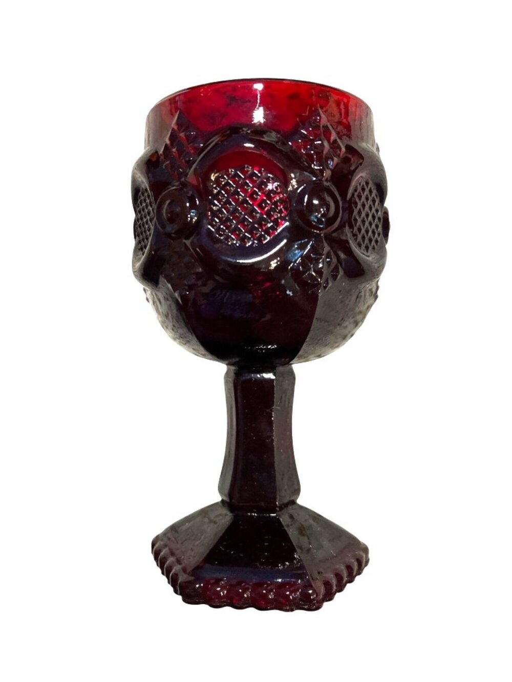 Avon Ruby Red Glass Goblet Collectible Stemware Approx. 6" Tall